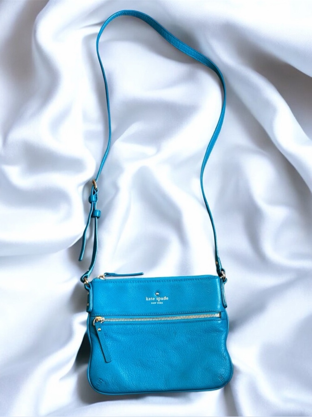 Kate Spade Teal Blue Pebbled Leather Crossbody Bag - Summer Must-Have